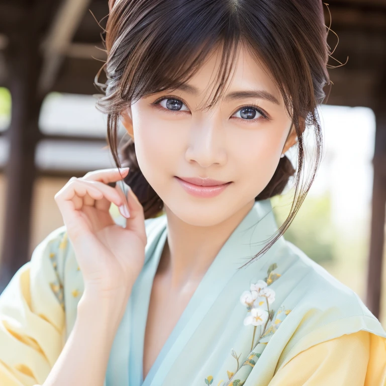 (nsfw:1.2)、(best quality,highres,ultra-detailed),((portrait )),1beautiful Japanese lady,beautiful detailed eyes,beautiful detailed lips,extremely detailed face,longeyelashes,soft smile,flowing hair,natural lighting, wearling japanese elegant Kimono,