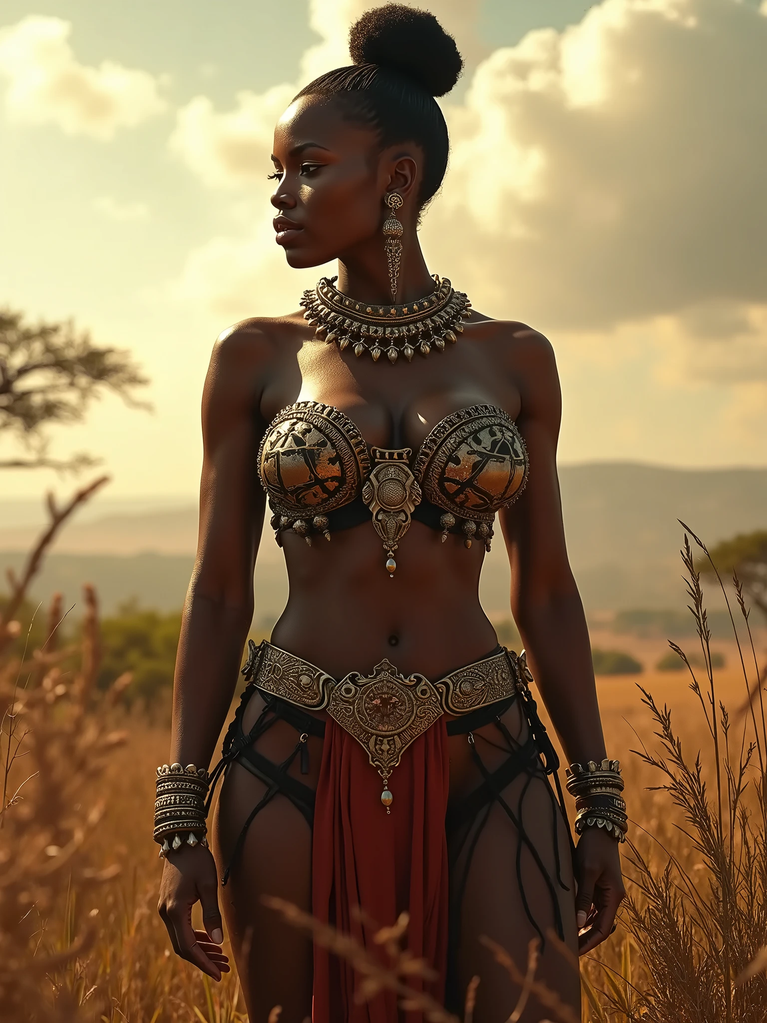 A strong blessed warrior goddess with an attesctive athletic physique, various skin colors, sexy, strong, charming, loving smile, radiant 