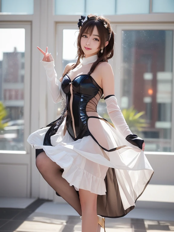 1girl, Selena (Mobile Legends: Bang Bang), Long Hair, Brown Hair, Armpit, Realistic, Ultra Detail