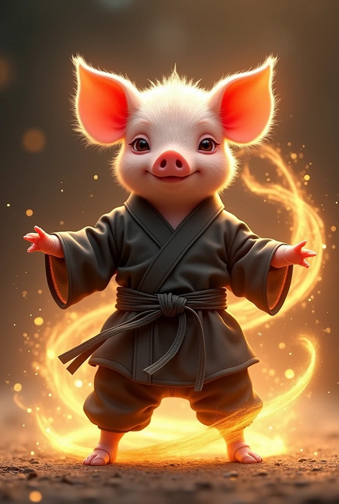a white pig , thug , angry, yellowhanfu , sword style