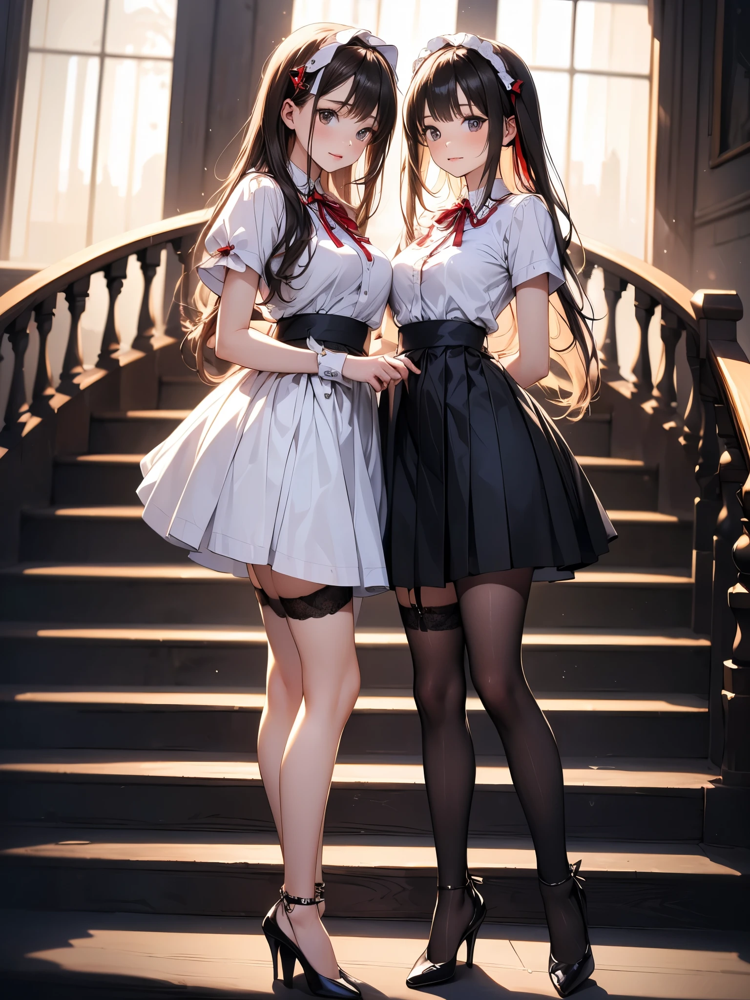 schoolgirl, dark hair, cute, nice lingerie, perfect face, blue eyes, french maid, hand up lace skirt, underskirt view, skirt, raised leg, domineering look, view between the legs, lace panties, panties visible, hands on the edges of the skirt, panties peeking out, view from the under of the skirt, lace lingerie, panty view, sexy girl, smile, teasing look, sissy, transgender
