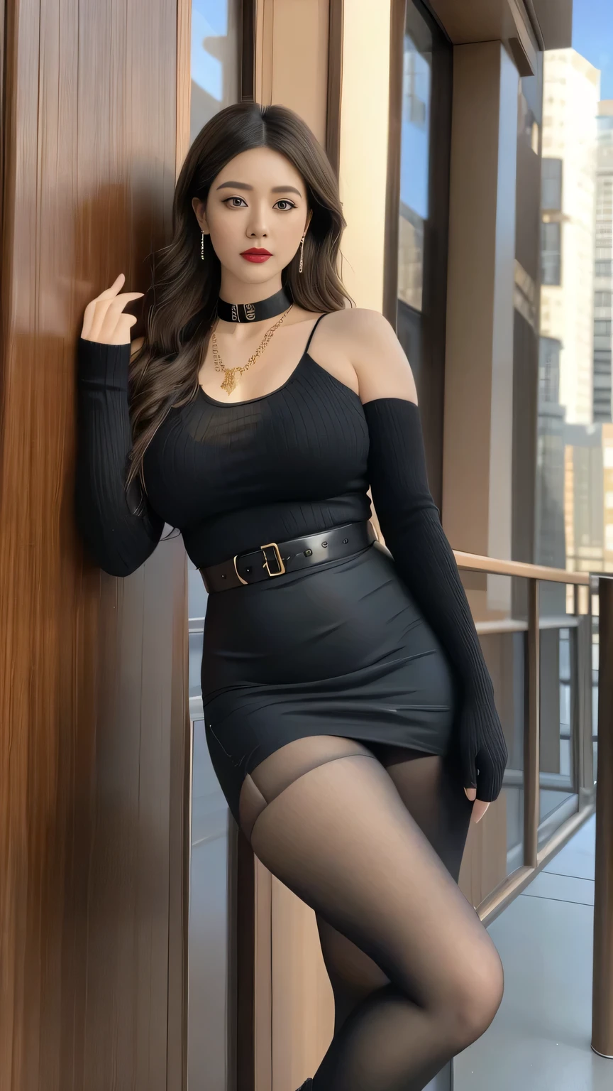 ((Crossing your legs:1.5)),Ultra-high resolution、(((Very heavy,Voluminous bangs:1.1))), ((Raised ponytail))，Straight bangs hairstyle, Round face with blunt bangs, length, Glossless hair、Bangs cut straight,(masterpiece, Highest quality:1.5), (Ultra-fine 8K CG:1.4), (hyperRealistic:1.25), (PhotoRealistic:1.25), (Realistic:1.4), Cowboy Shot, (Smile 1.3), Beautiful Japan, Supermodel, Japanese Idols, Big Breasts, Accentuate your cleavage:1.5、Black Hair:1.2、Full body image、((Real person:1.5))、(Fishnet tights:1.2)、((From below:1.5)), Earrings、Big Breasts,((Lace-up long boots 2.0)), (Long legs), Beautiful feet, (From belowのアングル),  A light smile, Naughty look, Full Body Shot, sheath dress,Show your back,(Panty shot)、expression of ecstasy,、((Protruding nipples))、((Saggy big breasts))、((Gal Makeup))、Bun Hair、(透けて体に張り付いている服)、(Bracelet)、???????、(Very saggy bust)、Twin tails、(Two bun hairstyle).Red and silver gradient hair、(Pull up your skirt)、スカートリフト、斜め下からのカメラアングル、((編み上げ　サイハイブーツ))