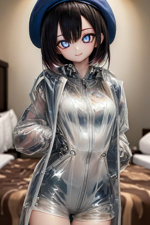 arafed asian woman in a blue raincoat standing on a bed, she is wearing a wet coat,  na capa de chuva, vestindo manto azul, vestindo um manto azul, vestindo jaqueta azul, vestindo uma jaqueta azul, usando um capuz azul, chuvoso molhado, wearing a plastic blue dress, manto azul, tocando suas roupas, Chovendo, latex suit and raincoat