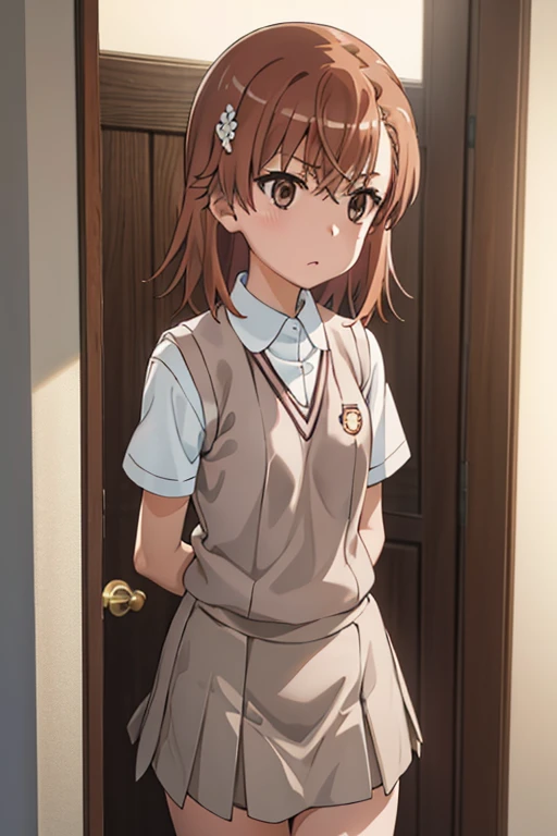 ( AS-YoungestV2:1.1), <lora:ogawa:0.8> ogawa, looking_at_viewer, single_hair_bun, mole_under_eye, thick_eyebrows, 1child, solo, standing, clothes, school uniform, smalicious smile, (masterpiece:1.2),(best quality:1.2),intricate details,newest,perfect anatomy