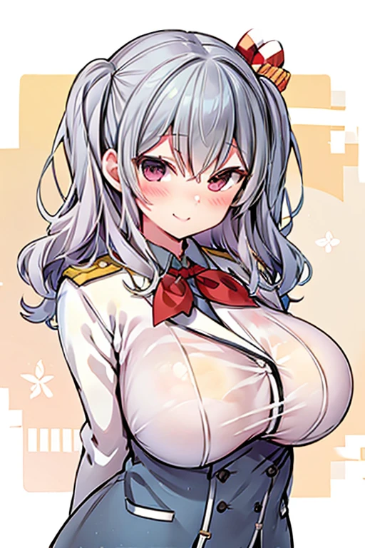 Best Quality,Kantai Collection,Kashima,uniform,cute,Large Breasts,Mischievous smile,