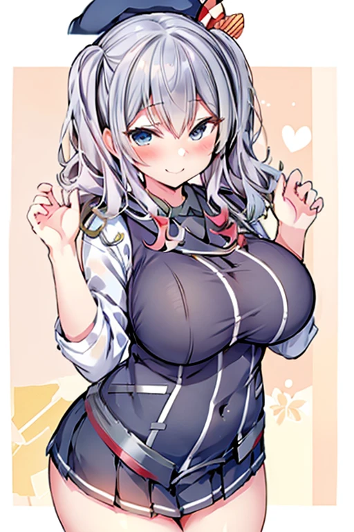 Best Quality,Kantai Collection,Kashima,uniform,cute,Large Breasts,Mischievous smile,