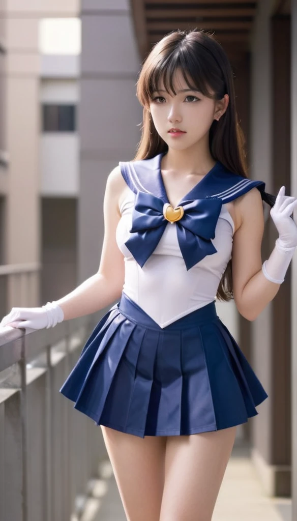 (best quality, high quality, realistic, photo realistic),1girl, sailor senshi unifoem, {{gloves, boots}}, bow, brooch,pleated miniskirt, magical girl, earrings, long hair, nsfw, latex, large_breasts, korean idol, holding wand, wand, wand effect,agic effect, standing, crossed legs,