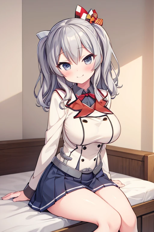 Best Quality,Kantai Collection,Kashima,uniform,cute,Large Breasts,Mischievous smile,