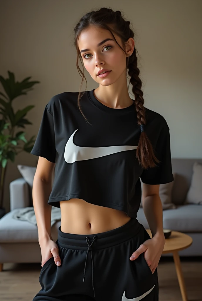 Garota Nagatoro hayase, short legging curto academia, top cropped legging academia, pose vista de frente, vista de corpo inteiro