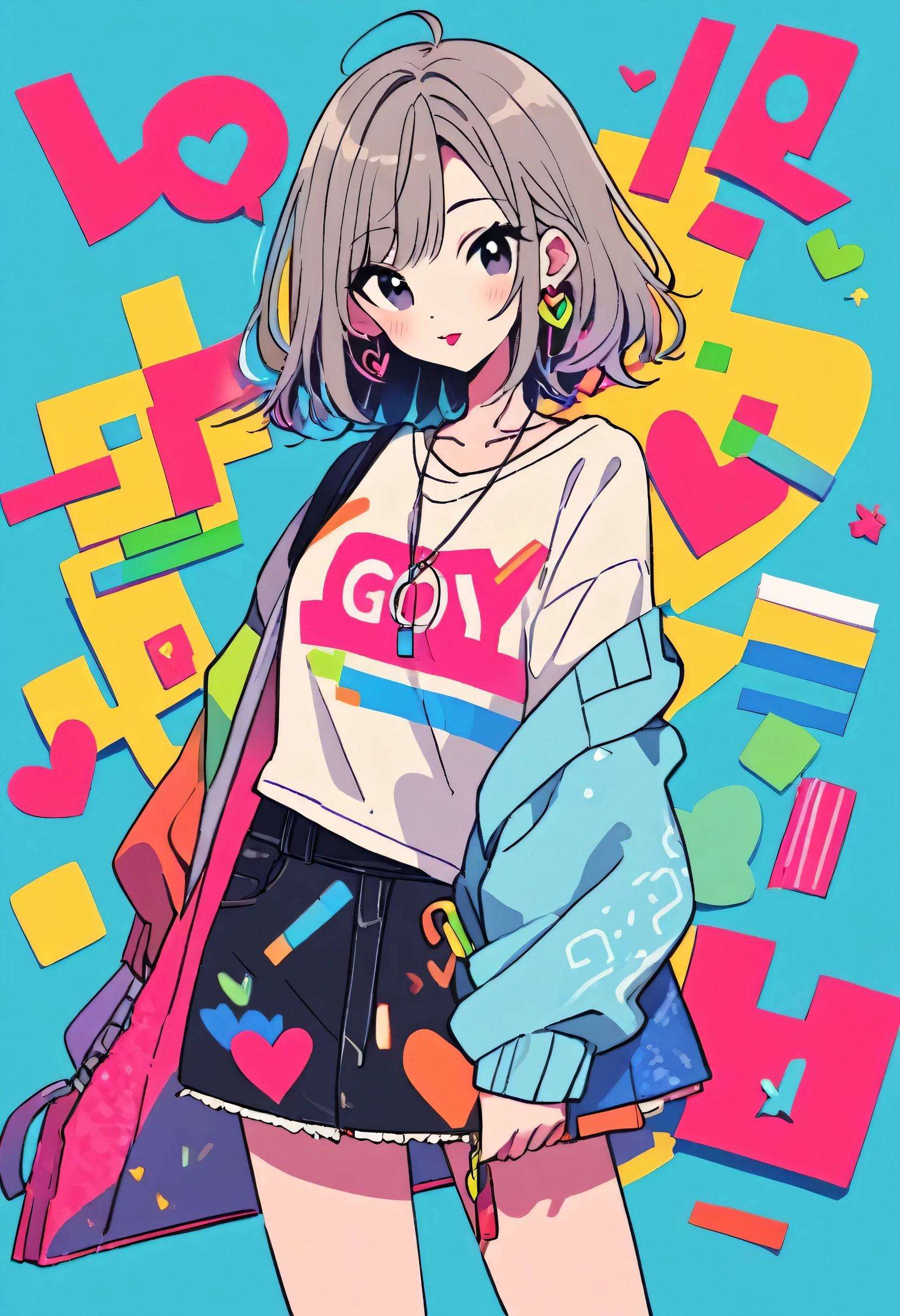 Ultra-realistic Issey Miyake colorful style, Simple lines acronym abstract art,(((The most beautiful woman of all time))), (((Lips in love))), Colorful hearts, stylish design, Dark Eyes, (((The background is Jun))), (((Cute Protozoan)))