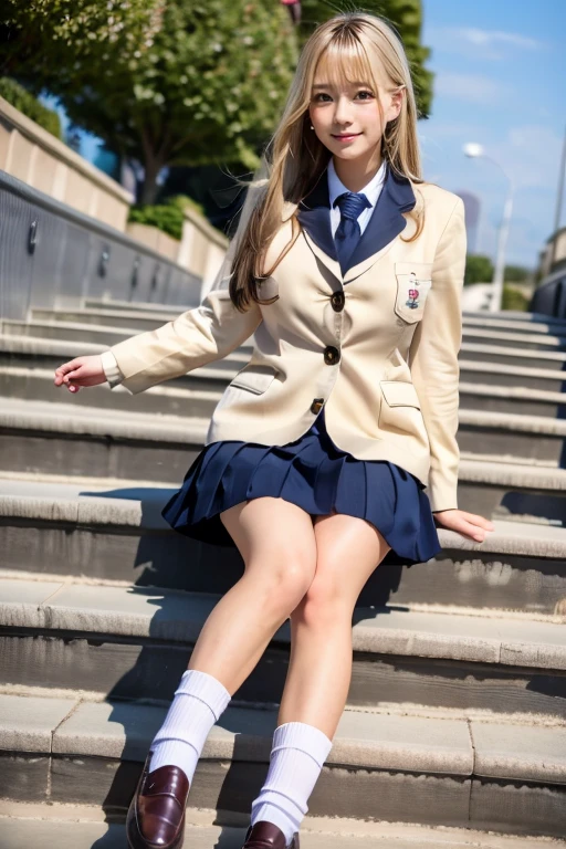 High resolution, Best Quality, High detail, One girl,beautiful girl, large breasts,school girl,school uniform,micro ,loose socks,white loose socks,Blonde,gal,Gal Makeup,black loafer shoes
,beautifuljapanesewoman,