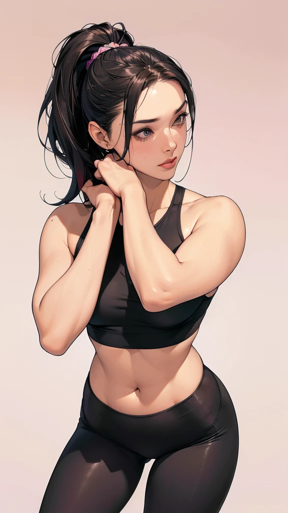 (masterpiece:1.2, highest quality), (Realistic, photoRealistic:1.4),8K,wallpaper,1 female,Mature Woman,4,(A small, form-fitting sports bra),(Leggings that stick to the body),(Polyester leggings), (((leggings, visible panties line ))),(((betterhand))),Random hairstyle,Random pose, gym background, (visible thong straps)