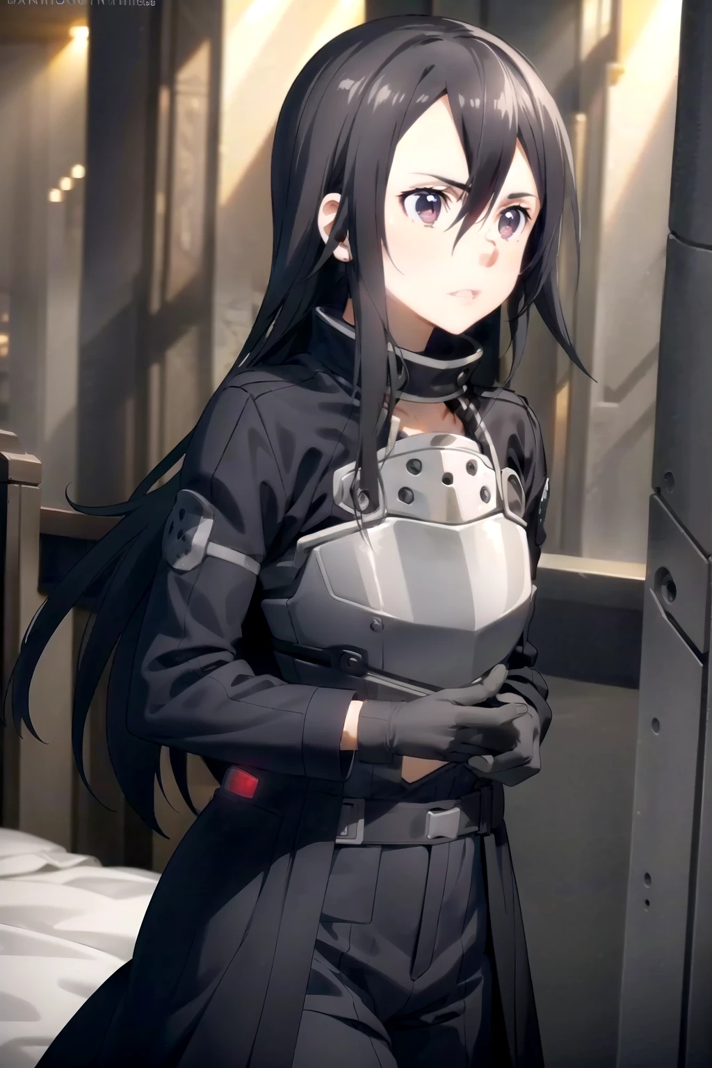 1girl, 1boy, Kirito crying, Ekkarit Masiha And Kirito GGO, extremely detailed facial features, beautiful detailed eyes, beautiful detailed lips, long eyelashes, emotional expression, tight hug, detailed clothing, intricate background, (best quality,4k,8k,highres,masterpiece:1.2),ultra-detailed,(realistic,photorealistic,photo-realistic:1.37),digital art, cinematic lighting, dramatic composition, warm color palette