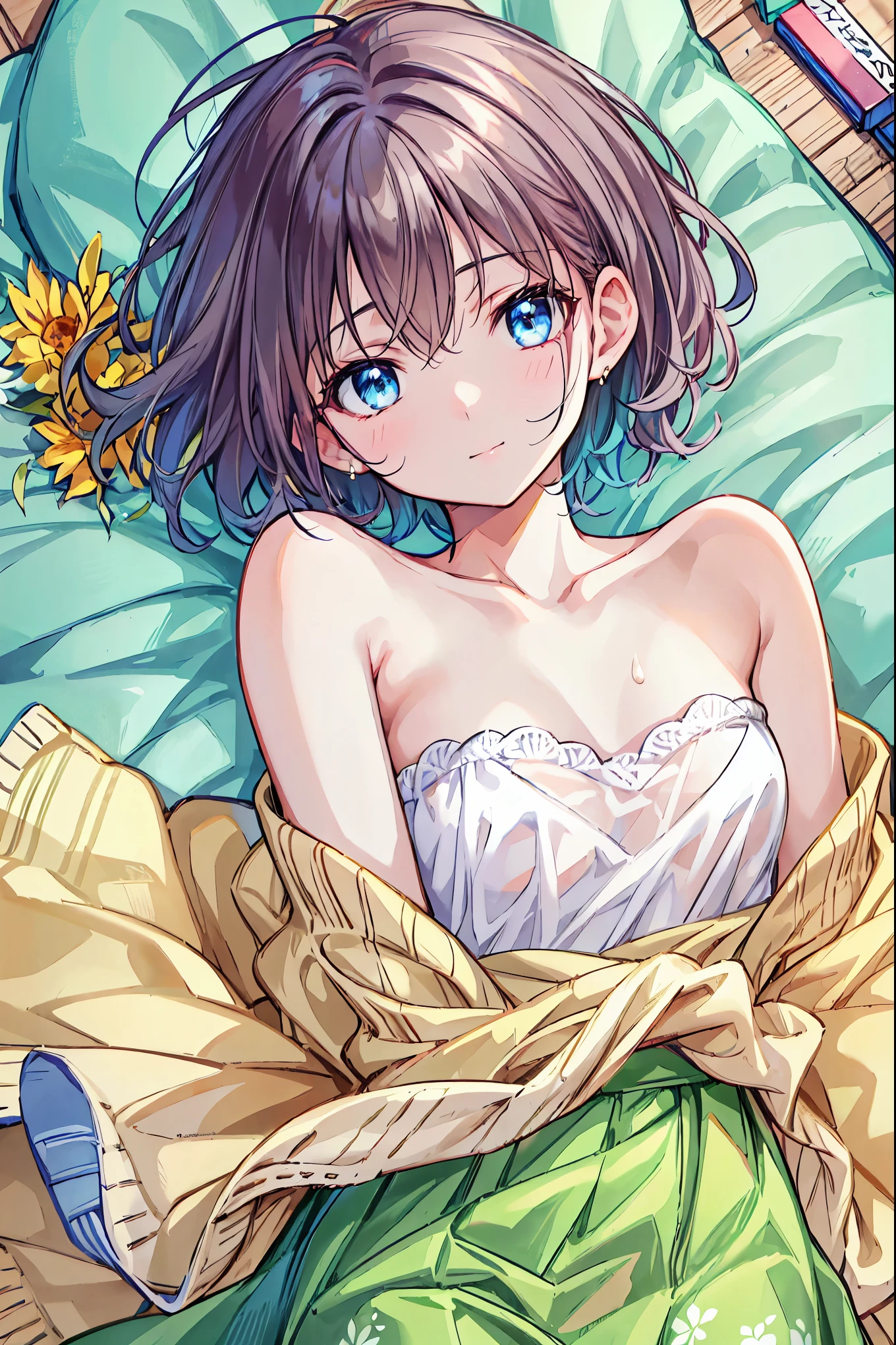 (one girl、Emerald eyes、dark orange brown hair color、Middle Shorthair、G cup beautiful big breasts、Completely naked、Butterfly on nipple、A butterfly inserts its finger into a woman&#39;s vagina and sucks out her love juices、The sweet sigh that escapes from your mouth)　(wet skin、Exhausted sleeping face after an affair、Flower field grassland、Lying in a flower field after sex)　(A top-down view of a girl&#39;s entire body experiencing sexual pleasure)