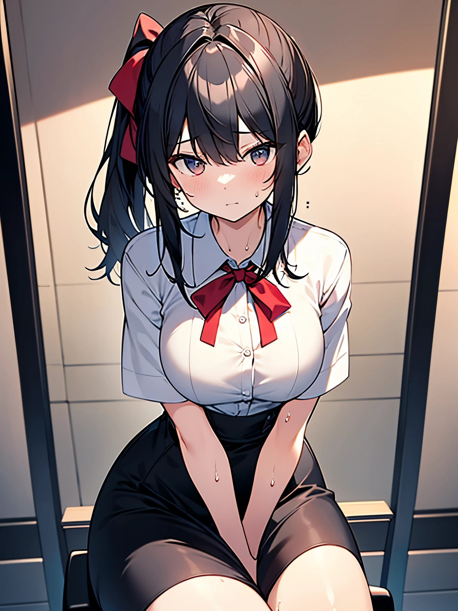 Anime girl lifts up her skirt