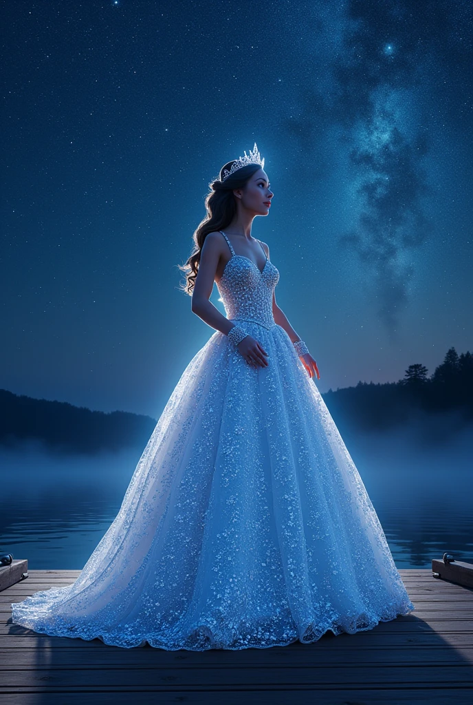 Miss Universe with her crown in aurora gown