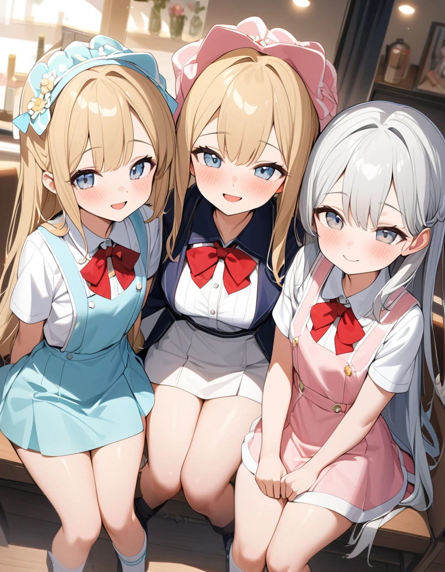 ３Beautiful girl of the person, Three Sisters、Ultra-high resolution,Ultra high definition,８k、３Getting along well、smile、１２age、１５age、１８age、