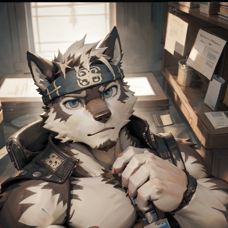 4k, high resolution, best quality, perfect colors, perfect shadows, perfect lighting, posted on e621, (by Chunie, by canyne khai, by t.y.starale), male, furry, snow wolf anthro, solo, white fur, blue eyes, sunglasses, (Realistic eye details 1.2), white business suit wear, in the office, Full body like, Slim body, V0id3nergy, Masterpiece, dramatic lighting, soft lighting, day, highly detail, Hair coiled, ((Bonifasko lighting)), (Detailed eyes), perfect pupils, detail eyes, detail fluffy fur, (seductive face:1.2), fit body, Looking at the camera,, fit body, perfect male figure, Detailed fur, Detailed face, Perfect face, Detailed background, (Complex), (Super Detail), (Ultra Clear), (Best Quality)