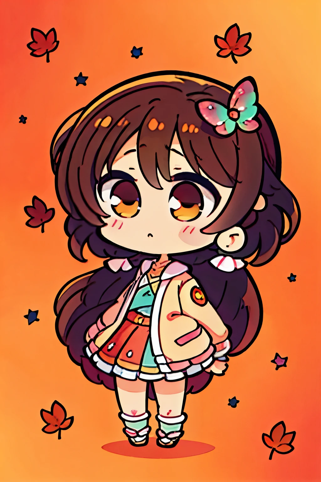 anime girl and butterflys, 🍁 cute, anime moe artstyle, kawaii chibi, anime chibi, inspired by Takehisa Yumeji, chibi anime, chibi girl, chibi art, reimu hakurei, cutecore, , chibi anime girl, seasons!! : 🌸 ☀ 🍂 ❄, cute art style, official artwork