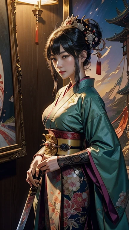 (masterpiece), (High resolution), (Very delicate), (masterpiece: 1.2, highest quality), Japanese painting, whole body,(snap shot),Slipknot,rock star, musician, colorful, Absurd