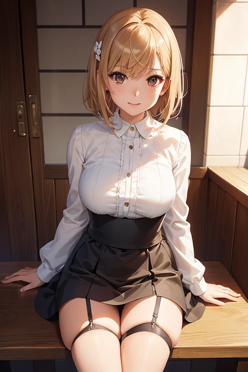 masterpeace, best quality, highres, 1girl, hayasaka ai, solo, blonde hair, maid, blue eyes, side ponytail, hair scrunchie, hair ornament, blue scrunchie, maid headdress, apron, hair between eyes, breasts, long sleeves, bangs, white shirt, black dress, sidelocks, maid apron, black pantyhose, cowboy shot,(((erectnipples))), (peeing on the floor:1.4), (incontinence:1.47), (urine on the floor:1.37), (makeup), beautiful big breasts, (bokeh), indoors, detailed luxury living room, (small_head), gentle and charming beautiful goddess, Korean(kpop-idol), solo, (areolas), (cleavage), armpit wrinkles, delicate and sexy(collarbone:1.3), smooth skin, necklace, black hair, long legs, short hair, oval face, double eyelids, smart, good hands, good feet, Natural(medium breasts:1.25), bare shoulders, (sheer fabrics)black lace bodysuit, (SQUATTING to sitting on the ground)((open your legs wide)), (((spread legs))),  (from below angle), (glossy skin:1.05), ((low angle)), Perfect figure, (64k, UHD, RAW photo, best quality, masterpiece:1.4), (realistic, photo-realistic:1.37), ultra high res, photon mapping, radiosity, physically-based rendering, professional soft lighting, HIGH HEELS, (nsfw)