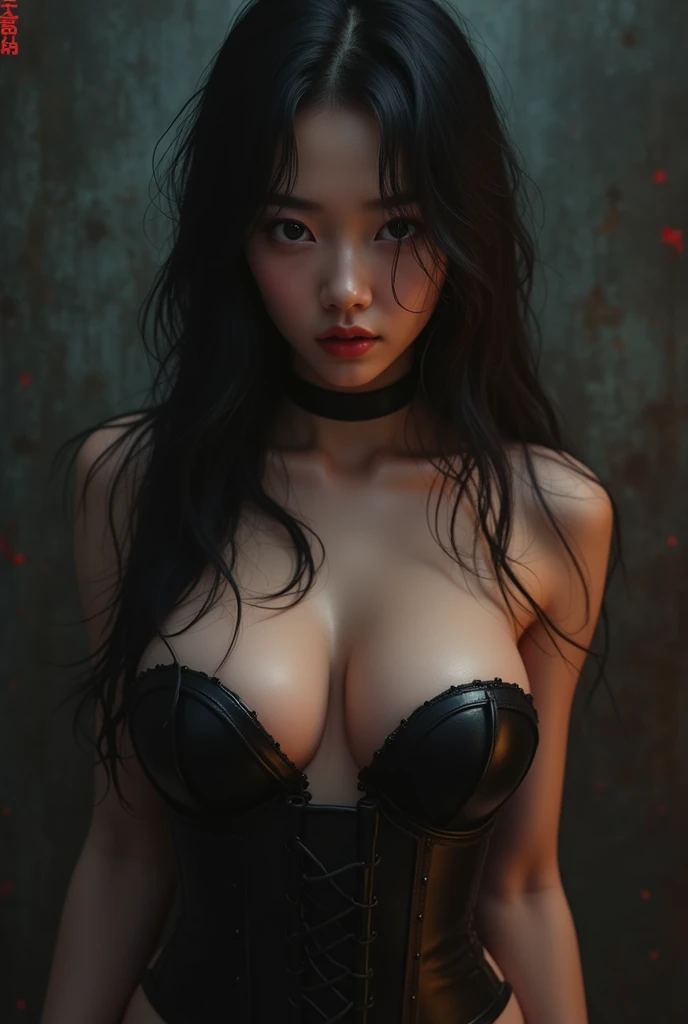 ((best quality)), ((masterpiece)), (detailed), 1girl, best quality, scars on face, big breasts, stare,