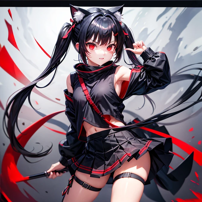 top, black top serafuku, suspender skirt, senketsu, suspender skirt, senketsu, revealing clothes, thighhighs, suspenders, skirt