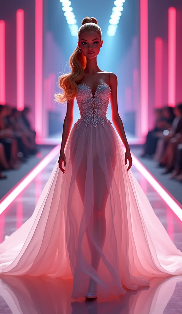 Barbie desfila elegantemente em um cenário de lo fashion deslumbrante com vestido de noiva black alta lo fashion, dress made of feathers, long luxurious intricate dress, alexander mcqueen alta lo fashion, high lo fashion alta lo fashion, alta lo fashion lo fashion shoot, alta lo fashion lo fashion, official dior editorial, alta lo fashion, christian dior style, alta lo fashion! lo fashion!, modern maximalist lo fashion dress, Vera Wang Haute Couture, !!! alta lo fashion!!! Cenário de lo fashion deslumbrante.