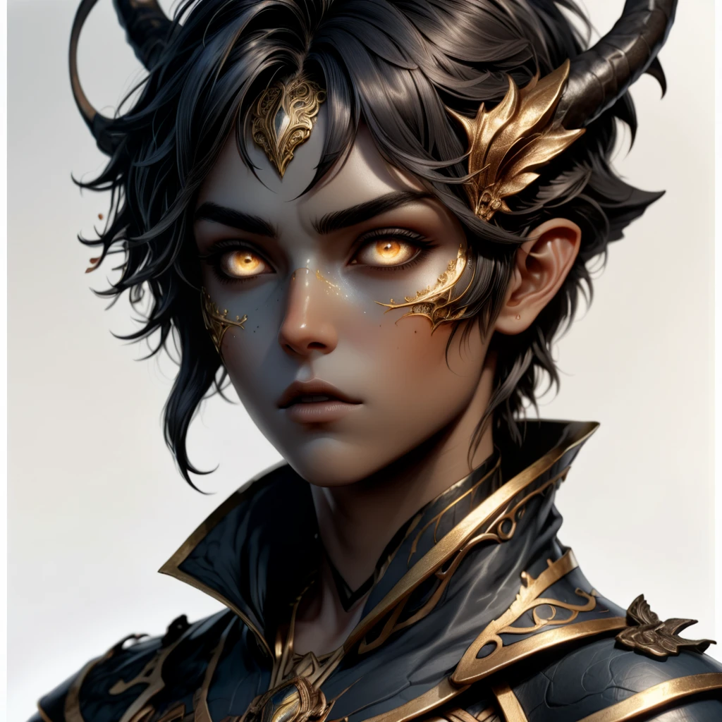 masterpiece, best quality, human male, blue pupils , Black Tied hair , Elf pointer ears , tribal tattoos 