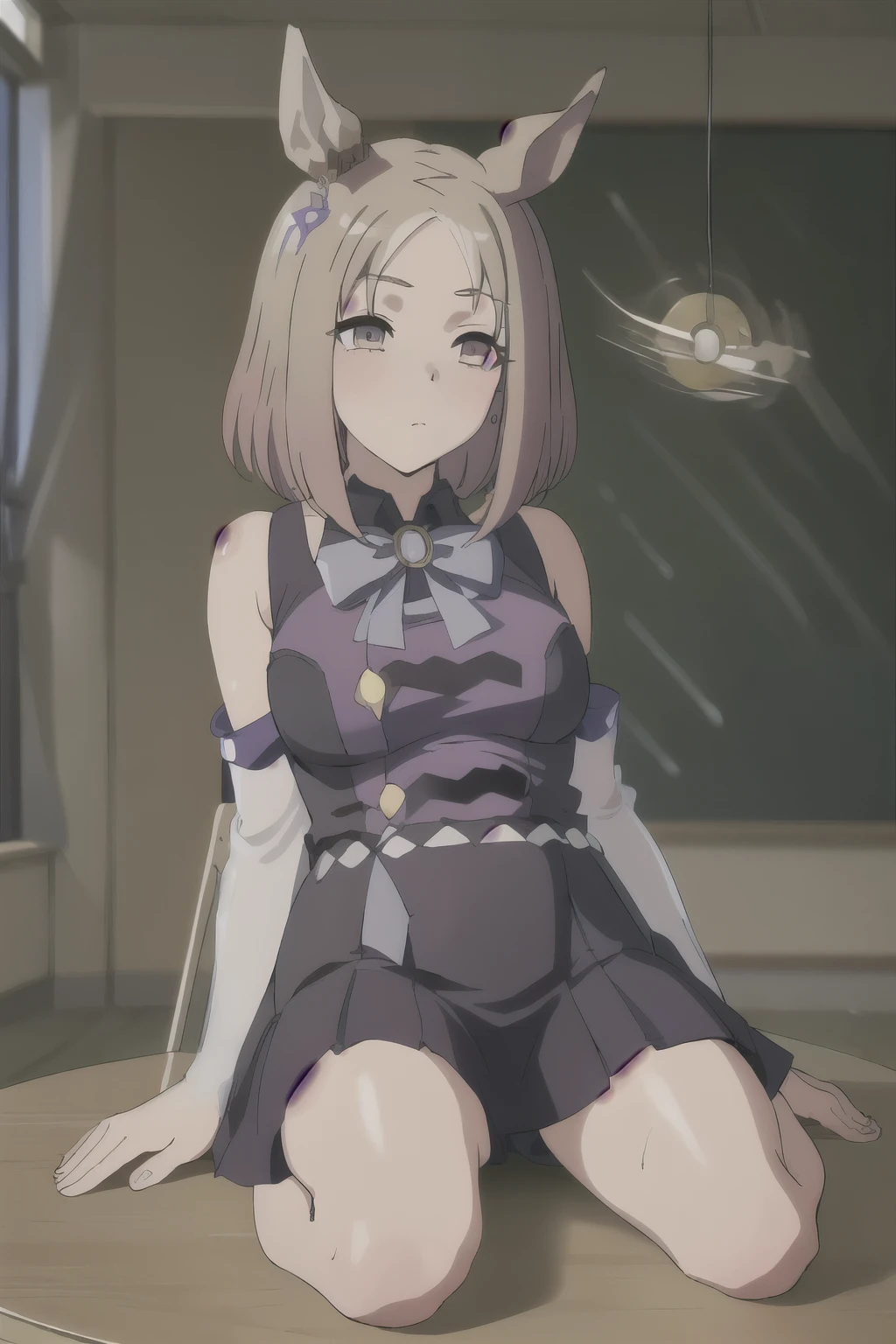 best quality, masterpiece, cowboy shot, 1girl, medium breasts,
<lora:hotaru-dagashikashi:0.75>, hotaru shidare, looking at viewer, blush, :O,
white blouse, red ribbon, black dress, 
sitting on the grass, spread legs, in the park,, masterpiece, best quality,