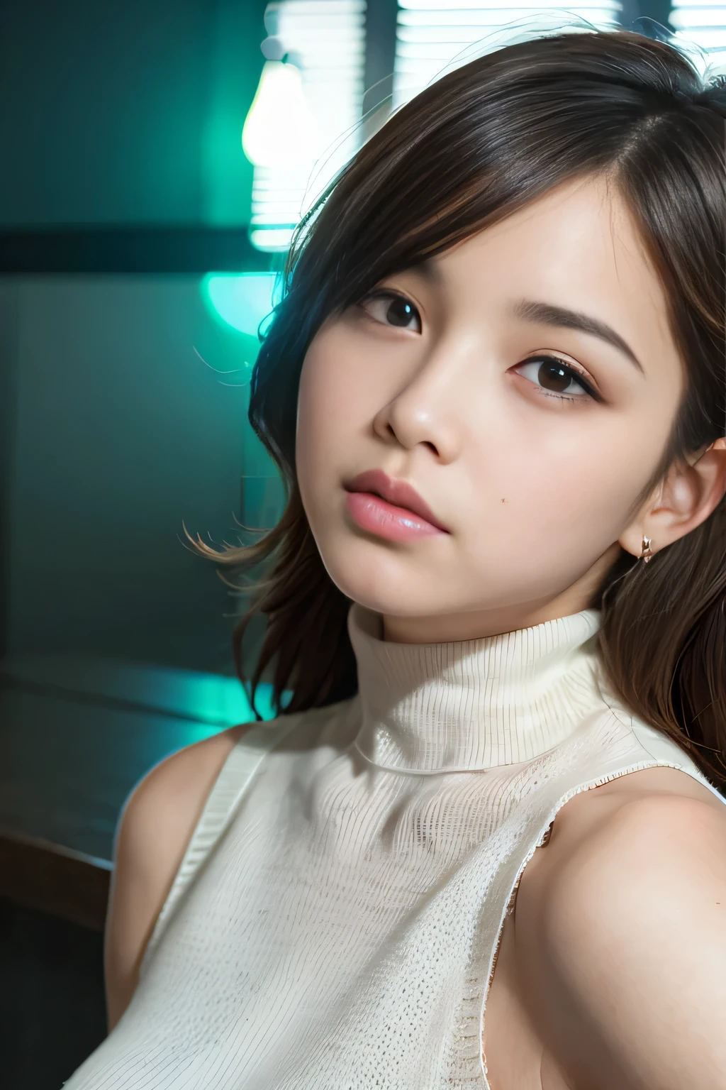 (8K, RAW Photos, Best Quality, High resolution: 1.1), (Surreal: 1.4), (Realistic, Realistic: 1.3), Soft light, girl, Realistic face, Realistic body, Realistic skin, Absurd, masutepiece, (Cute: 1.8), Cute, Solo, (conservative dress: 1.2), Detailed black eyes, Innocent eyes, blush, cello, (White luxury long dress: 1.2), movie lights, film grains, Sparkling Jewelry, Diamonds, earrings, the ring, ((Medium Hair: 1.1)), ((Floating hair Nova frog style)), Cherry lips, head band, Hair Bow, Ponytail, viewer, Long hair, Open lips, Upper teeth, depth of fields, Blurred background, Eye focus, Bokeh, young, 85mm lens, F/1.4, Professional Lighting, young, Photon mapping, Radio City, Physically Based Rendering, (Small Breasts)