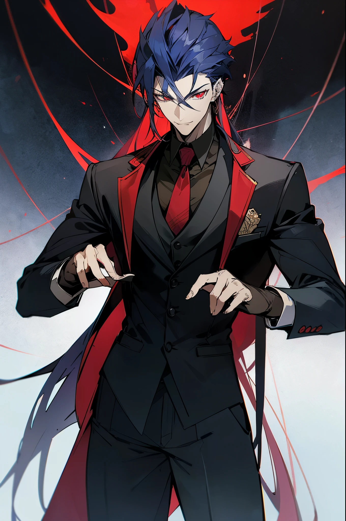 Raven Lucian, at 25, is a strikingly handsome man with piercing red eyes that burn with an inner fire. He sports impeccably tailored dark suits that accentuate his sharp, defined features. His neatly trimmed dark hair complements his constant, unsettling smirk. With a smooth, chilling voice, he exudes both youthful elegance and a menacing edge.
