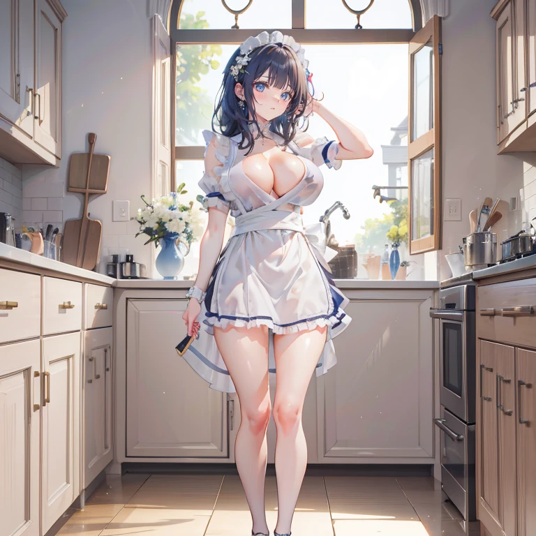 1girl, black medium hair, tareme, (upset:0.7), (light smile:0.7), blush, open ,all side of breast nipples seen , blouse, brdrop, no cholthes ,vagina seen no underwear,see through apron,upskrit naked
(masterpiece), best quality, high resolution, extremely detailed, detailed background, perfect lighting,
