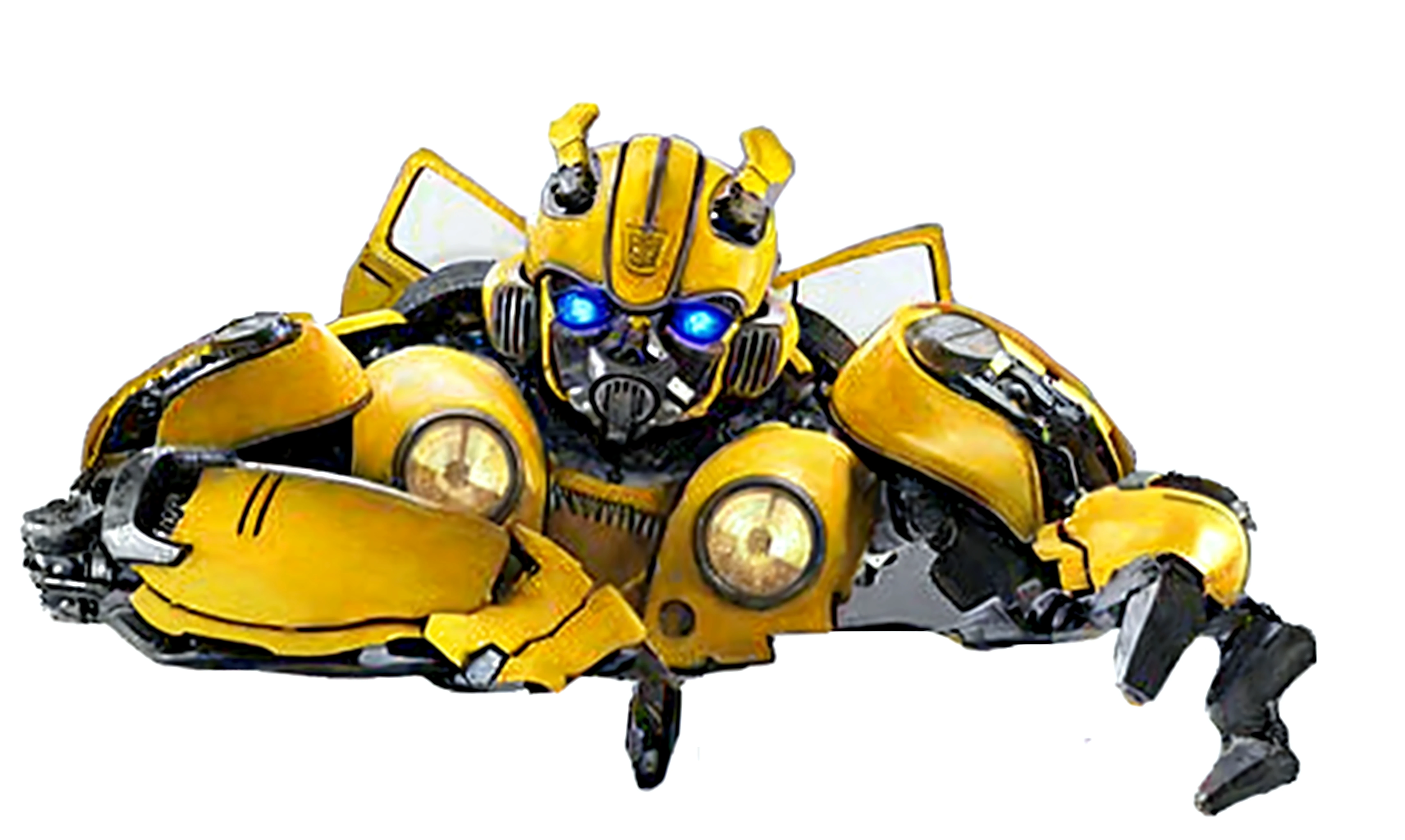enhance the image to ultra HD and put the robot face looking forward. Almente o brilho azul nos olhos, e o brilho da cor amarela