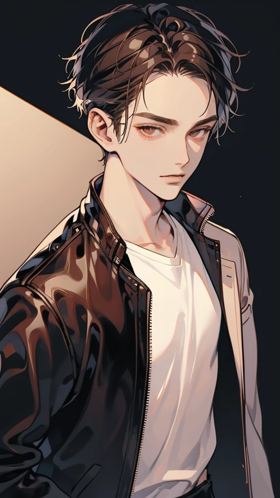 ((masterpiece, best quality), (anime), (close-up:1.36), (head-shot:1.36), (from front, facing front:1.15), (cigarette), 1man, male, solo, smoking, black hair
