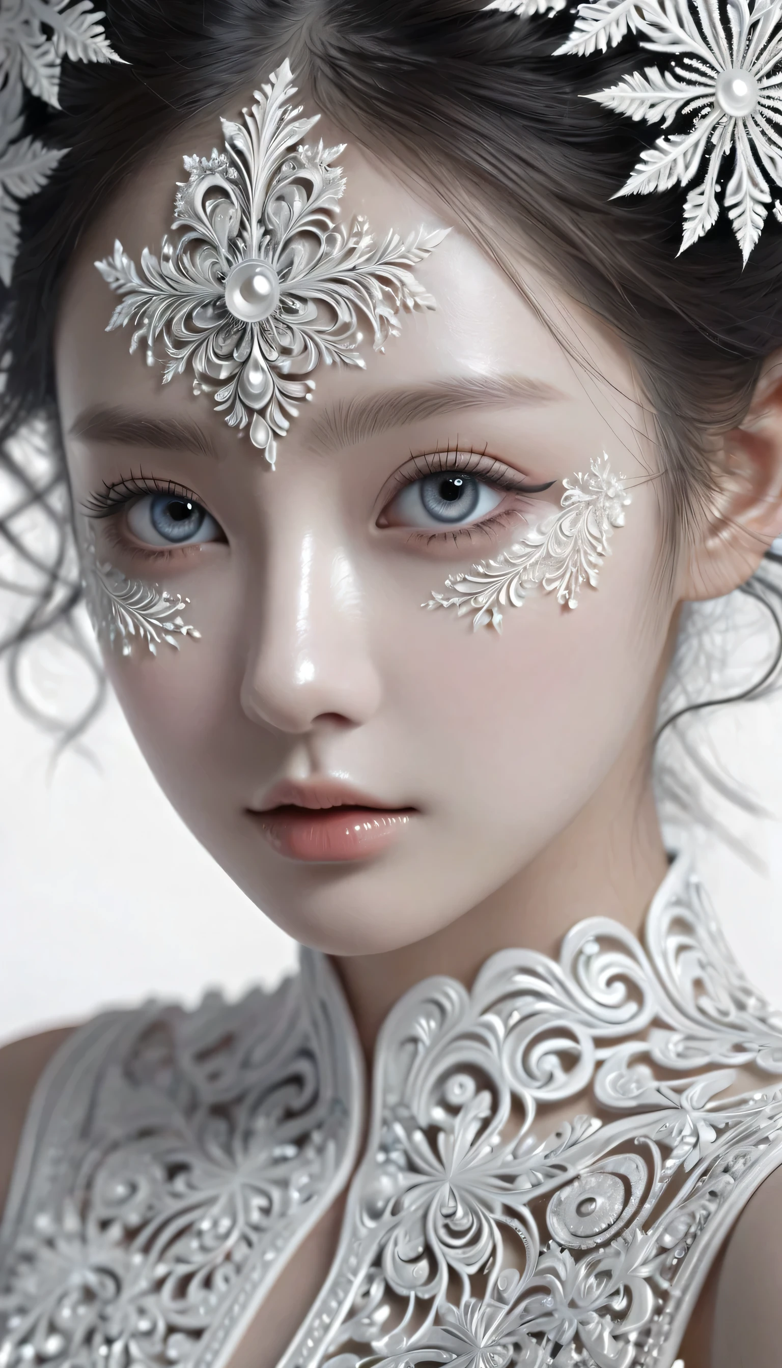 (absurd, High resolution, very detailed), 1 girl, solitary, Very detailed eyes, (Official art, Beauty and aesthetics: 1.2), (Fractal Art: 1.3), White powder color scheme, The most detailed