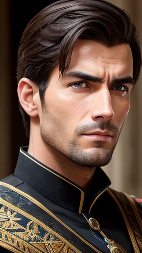 (highres,realistic)An androgynous man with an angular face(green eyes:1.1,sharp eyebrows),no facial hair(angularchin:0.9). He has long,straight black hair, and tan skin.