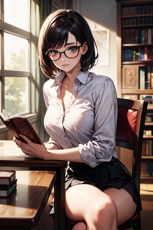 A woman is sitting on a bench in the library reading a book, extremely detailed artistic germ, artistic germ. high detail, style artistic germ, artistic germ. Anime illustration, in the style artistic germ, artistic germ on artstation pixiv, alena aenami and artistic germ, range murata and artistic germ