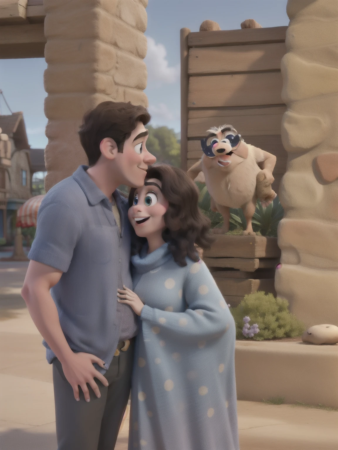 A couple in great quality and definition in the style of Disney pixar