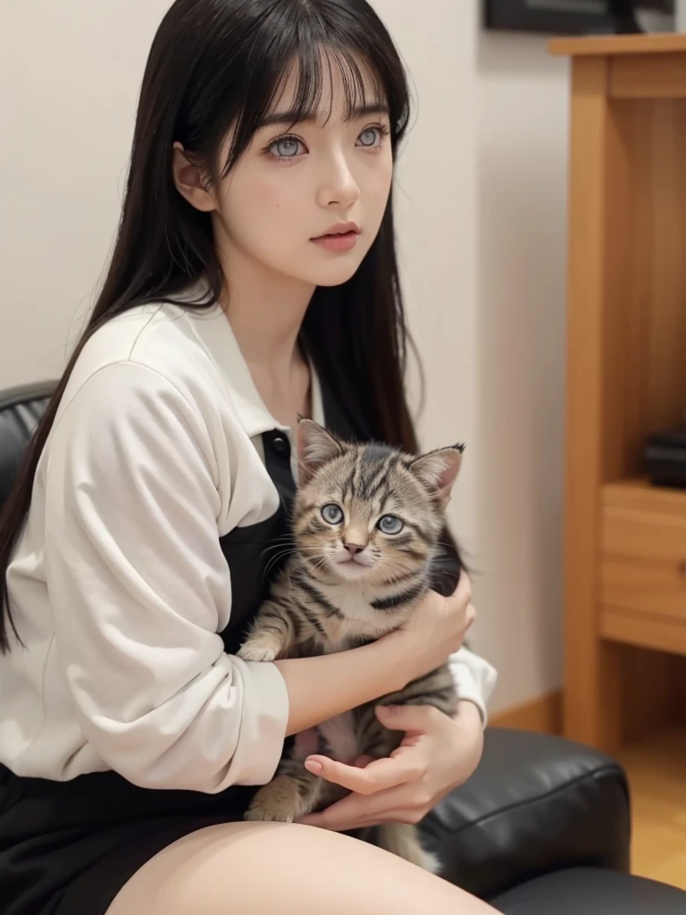 hinata hyuga holding a small kitten cub in their hand, tiktok video, talking animals, very cute features, cute features, cute animal, 8 k ultra realistic animal, live footage, iphone video, live, real footage, trending on artstatoon,