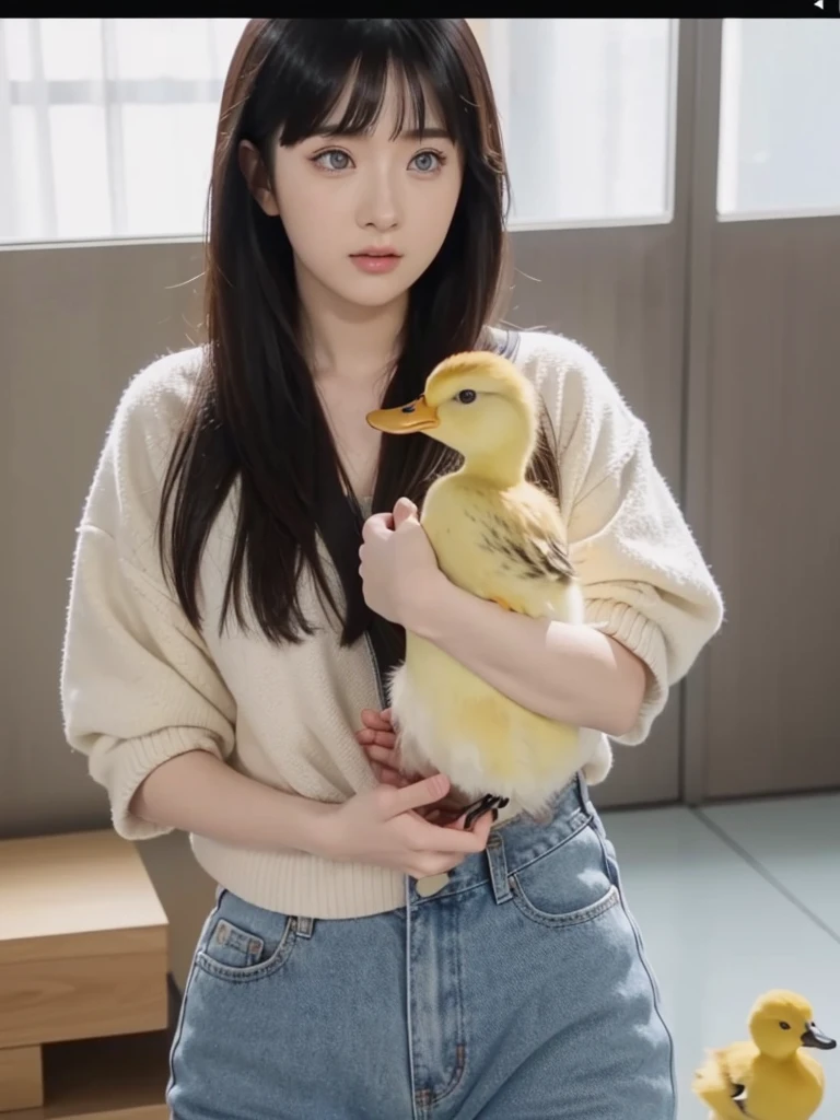 hinata hyuga holding a small duckling cub in their hand, tiktok video, talking animals, very cute features, cute features, cute animal, 8 k ultra realistic animal, live footage, iphone video, live, real footage, trending on artstatoon,