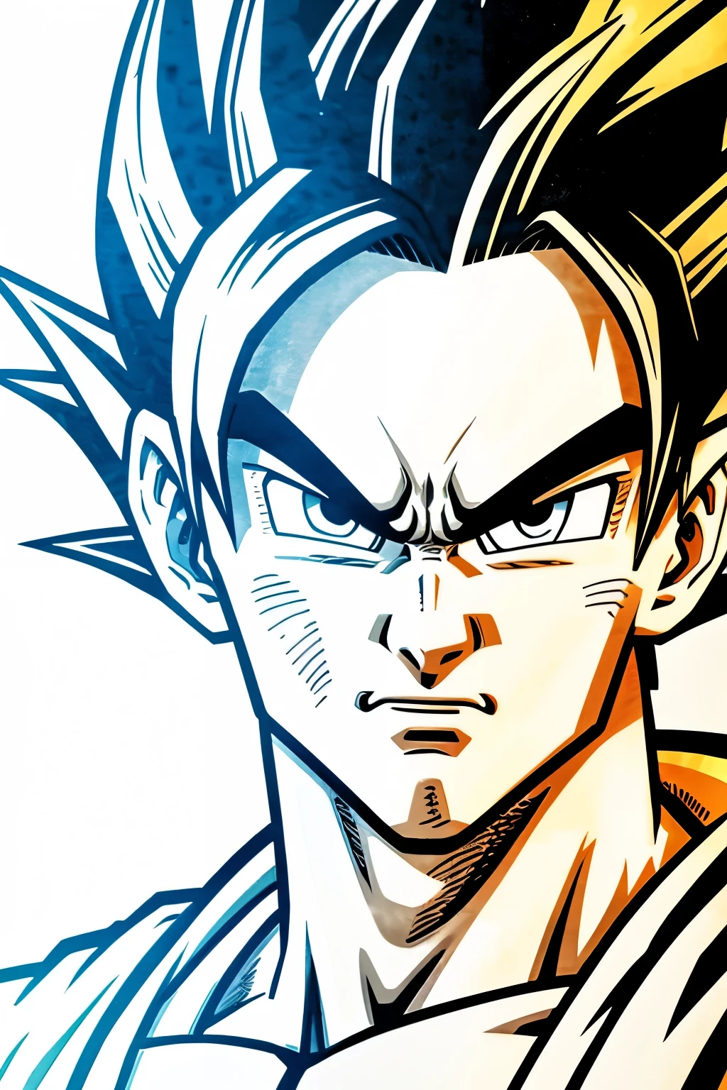 A Gohan Super Sajan 2 , digital art, master piece, scratches,  head,anatomically correct, (((8k resolution))) , super sayan two hair, Inspirate by Son Gohan Super Sayan 2 by Dragon Ball Z, 1 character , a lock of bangs.