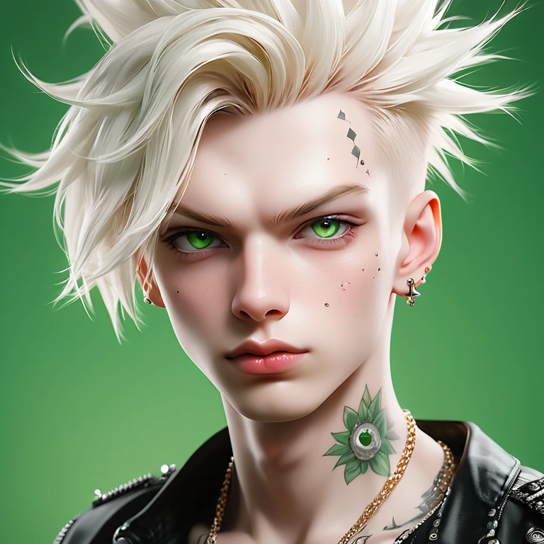 
Portrait of a cute Russian boy in the style of Alberto Seveso ,best quality, super detailed, photorealistic, white colors, albino, punk boy, school heartthrob ! Detailed eyes, upper body, Luxurious Punk Hair, Avant-garde punk fashion, Avant-garde makeup, multiple piercings, Gold jewelry ,Heavily tattooed body, 3D Colored Tattoos, abstract background, Backlight effect, shallow depth of field, green background" Meticulous, analog style, Focus on the eyes, of the highest quality, very detailed skin, photo of a very handsome Russian punk, perfect cute face, skin pores, penetration , green background, hips , clear focus, grainy lighting, Backlight ,high film grain, сфотографирован камерой Sony A7R IV, 18мм F/1.7 cinema lenses, very detailed, detailed elaboration, 8 k, HDR, front view, upper body .