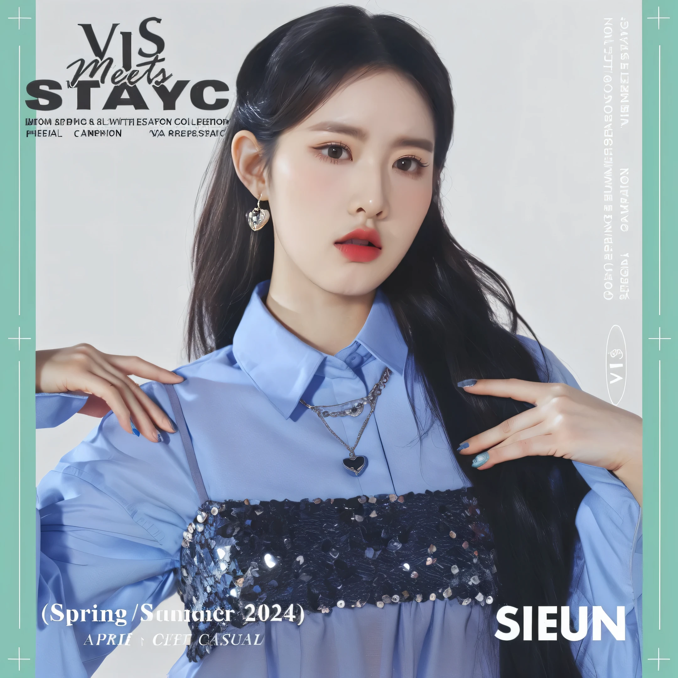 (((masterpiece))) ((( background : Magazine Cover : high quality : detail ))) ((( character : Lee JinEun : fit body : small breast : smooth hair : modelling clothes : seductive Expression : sexy pose )))