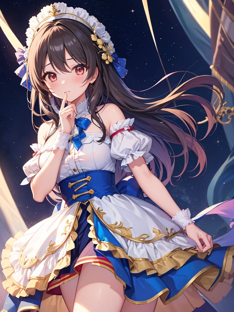 One girl Yi Cang_Yuuki The Idolmaster_Cinderella_Girl&#39;s arm_Up Bag Blue_Blue Dress_Jacket Blue_ribbOn top of that blush border breasts brown_shoes dress grey_Grey Eyes_Hair Jacket Legs_up loafers lOn top of thatg_Sleeve Looking_in_viewer neck_ribbOn top of that open_Clothes open_Open your hands_Jacket open_Outside the mouth_Expanded borders_Arm Pink_Background Plane_skirt ribbOn top of that school_Bag School_Uniform Shirt Shoes Shorts_Simple Hair_Background Skirt Small_breasts smile socks solo standing standing_On top of that_On top of thate_Legs packed_stuffed toy_Toy Teddy_Bear White__White shirt_socks, masterpiece of the highest quality, 8k,illustriniOn top of that,(Detail lighting),Ultra-high resolution, Anime Skins