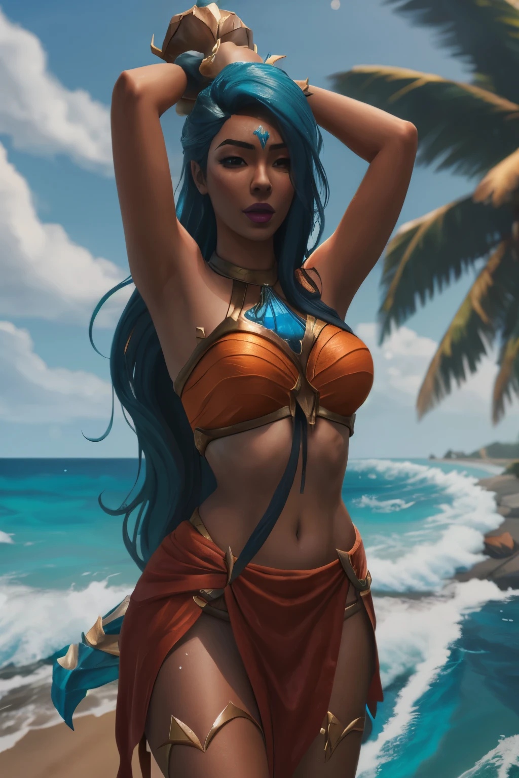 score_9, score_8_up, score_7_up Ahsoka Tano, huge breast, thick thighs, micro bikini, sexy, laying on beach