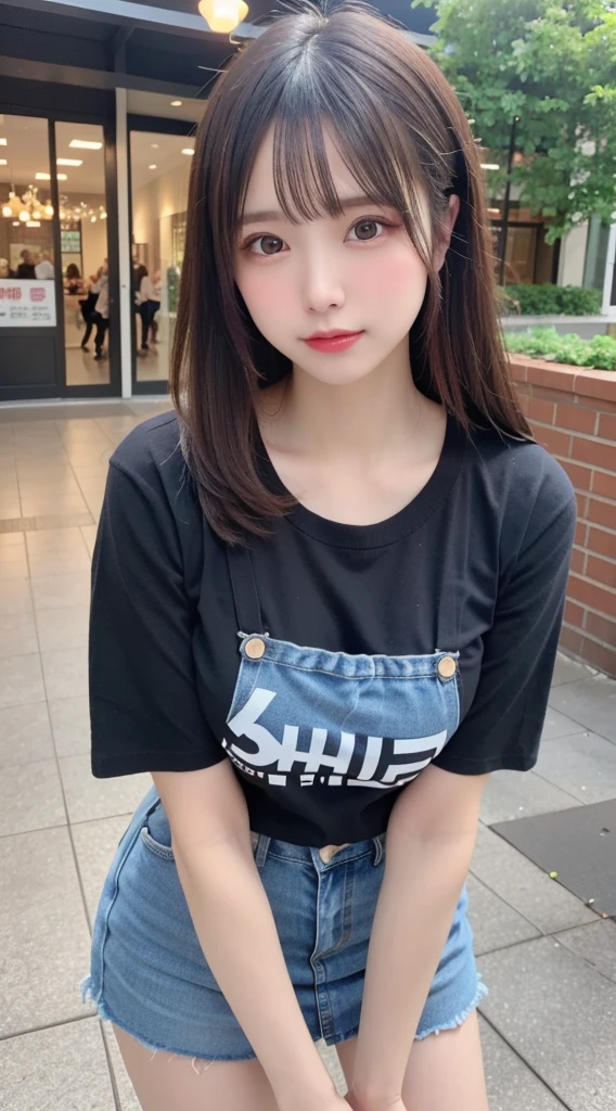 ((Best Quality, 8K, Masterpiece: 1.3)), (Japanese Cap: 1.3), Focus: 1.2, Perfect Body Beauty: 1.4, Buttocks: 1.2, (Layered Haircut: 1.2)), (Dark Street: 1.3), Highly Detailed Face and Skin Texture, Fine Eyes, Double Eyelids, Whitened Skin, Long Hair, (Round Face: 1.5), (Short Sleeves, Shorts: 1.6)