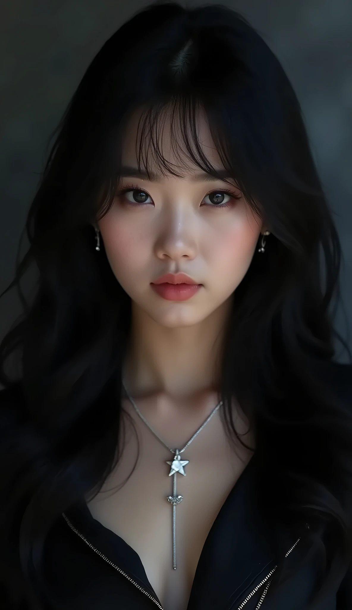 there is a woman with long black hair posing for a picture, jennie blackpink, pintura digital sensual, arte digital. @mariomaniacdude, beautiful chinese model, detailed face of a Asian girl, beautiful Asian girl, #1 pintura digital de todos os tempos, # 1 pintura digital de todos os tempos, Asian girl, beautiful asian woman, an Asian woman