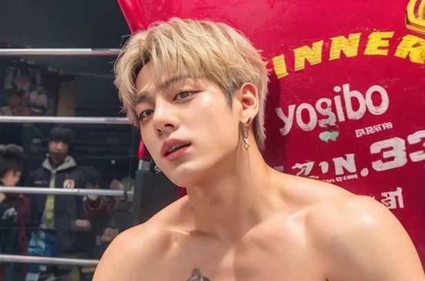 Japanese men、15 years old、Well-developed muscles and smooth skin、Spiky red hair、Boxer briefs、Fearless smile、Masculine pose、You can see the whole body from head to toe、Hero Academy