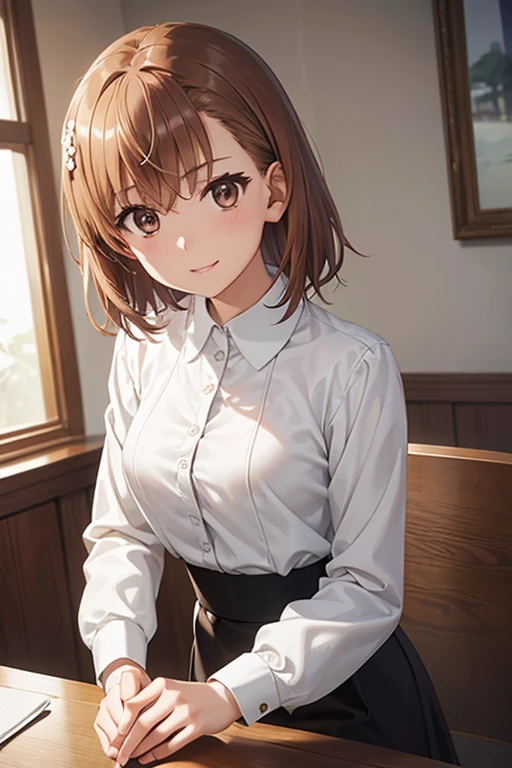 {{10th generation women, White}}, View your viewers, Hazel Eyes, Very detailed, Brown Hair, Pink clothes,  Tough girl, high school girl, Happy, 最high quality, high quality, Very detailed anime screencap, 